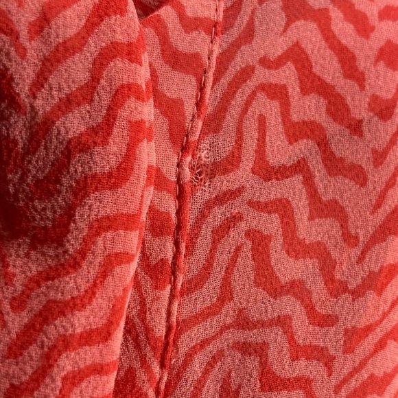 Anthropologie XS Maeve Orange 100%‎ Silk Herringbone Print Tiburon Top Blouse - Picture 6 of 6